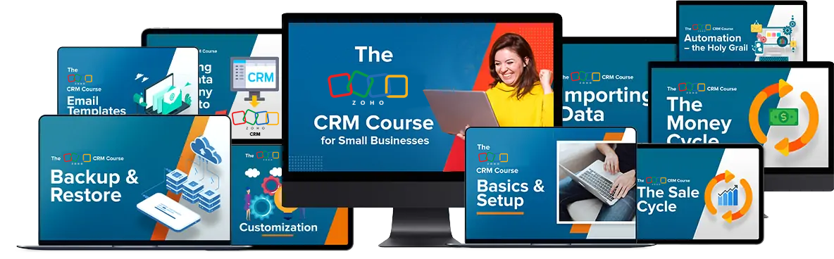 Zoho CRM Training Program on the computer screens