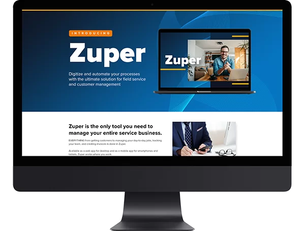 Zuper software opened in the computer screen