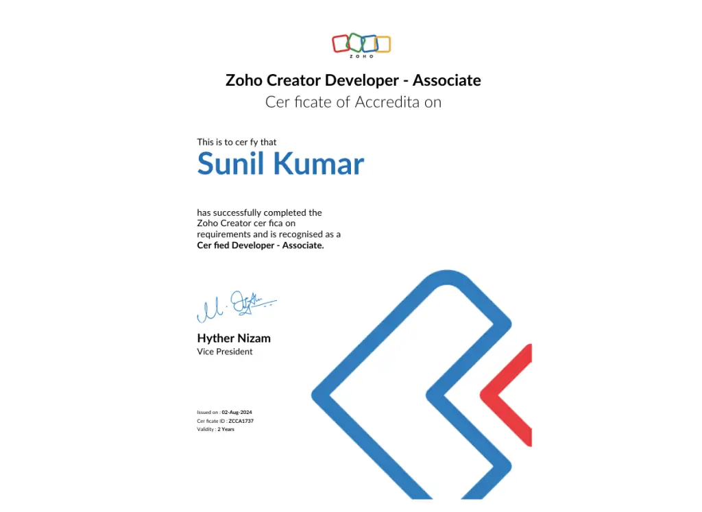 zoho creator certification