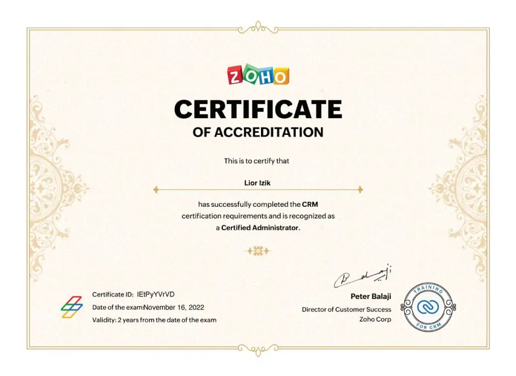 zoho certification