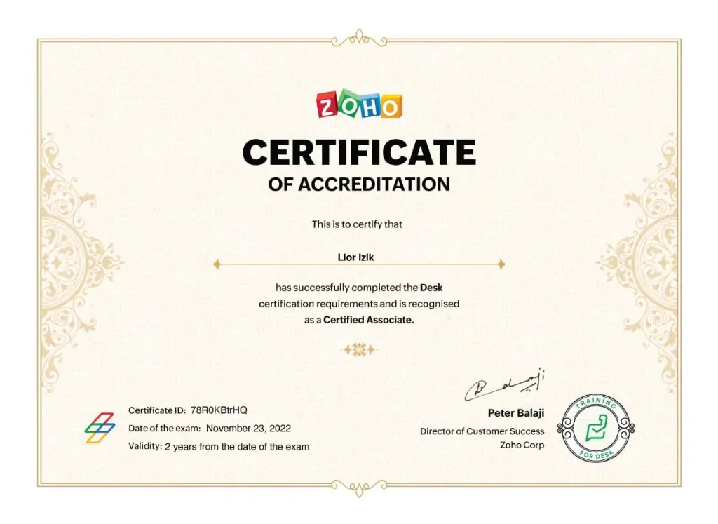 zoho certification